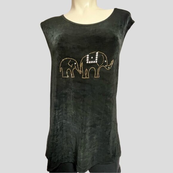 Artex Collection Elephant Black Sleeveless Top - Picture 1 of 8